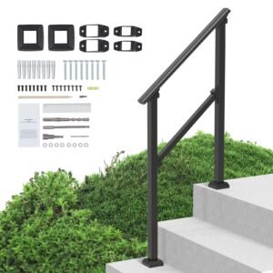 handrails for outdoor steps 2 3 step stair hand rail kit transitional carbon steel railings with installation kit stair rails for seniors concrete steps porch deck black square tube 1.jpg
