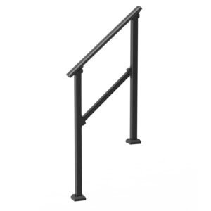 handrails for outdoor steps 2 3 step stair hand rail kit transitional carbon steel railings with installation kit stair rails for seniors concrete steps porch deck black square tube 2.jpg