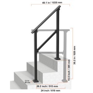 handrails for outdoor steps 2 pcs 2 3 step stair hand rail kit transitional carbon steel railings with installation kit stair rails for seniors concrete porch deck black square tube 2.jpg