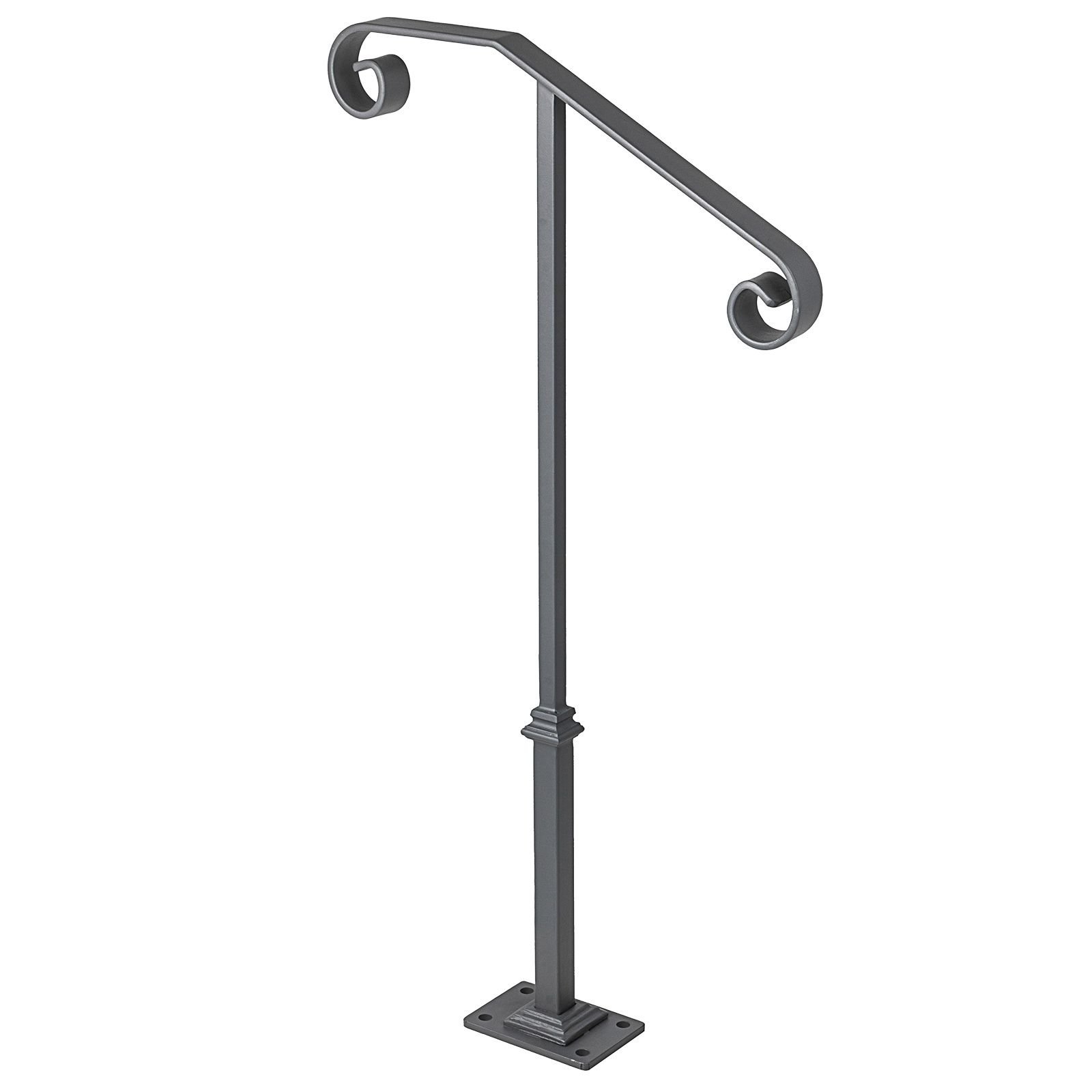 handrails for outdoor steps fit 1 or 2 steps outdoor stair railing single post wrought iron handrail gray transitional porch railings for concrete steps or wooden stairs with base.jpg