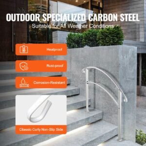 handrails for outdoor steps fit 1 or 3 steps outdoor stair railing white wrought iron handrail flexible front porch hand rail transitional handrails for concrete steps or wooden stairs 2.jpg