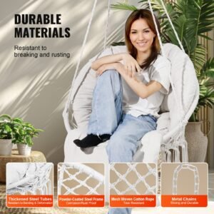 hanging hammock swing chair 330 lbs capacity macram hanging chair with cushion and mounting hardware cotton rope swing chair for bedroom balcony patio garden beige 2.jpg