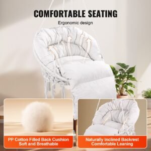 hanging hammock swing chair 330 lbs capacity macram hanging chair with cushion and mounting hardware cotton rope swing chair for bedroom balcony patio garden beige 3.jpg