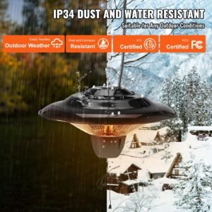 hanging patio heater 1500w outdoorindoor electric space infrared heater ip34 protection ceiling heater with 236 inch pull cord 20 inch adjustable chain for porchpatiodining roomstudio 3.jpg