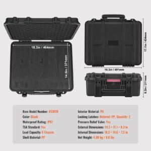 hard pistol cases with pre cut lining waterproof dustproof hard gun case for 6 pistol 19317183 in lockable pistol case black 2.jpg