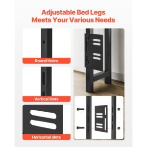 headboard for full size bed adjustable height headboard with 2 shelves storage freestanding head board with charging station and led light for different bed frames easy assembly brown 5.jpg