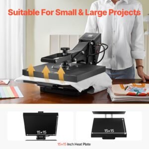 heat press 15 x 15 inch heat press machine for t shirts fast and even heating easy to use high pressure for digital industrial quality sublimation printer for transfer vinyl t shirt black 4.jpg