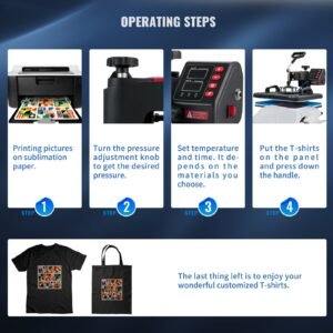 heat press, 5 in 1 heat press 12x15 machine machine, digital precise temperature control, clamshell sublimation transfer printer fast heat up, vinyl heat press for mug cup t shirt plate, 900w