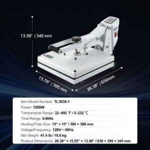 heat press, heat press machine for t shirt, fast heating, high pressure heat press 15x15, power digital industrial sublimation printer for heat transfer vinyl, easy to use, white