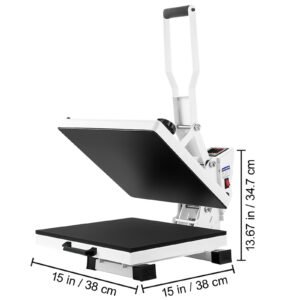 heat press, heat press machine for t shirt, fast heating, high pressure heat press 15x15, power digital industrial sublimation printer for heat transfer vinyl, easy to use, white