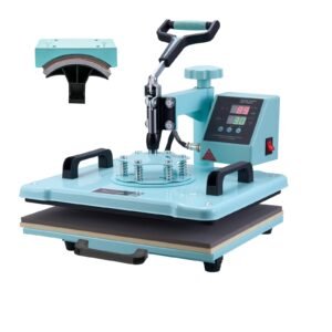 Heat Press Machine, 12 x 15 inch, 2 in 1 Heat Transfer Machine with Hat Press, 360° Swing Away T-Shirt Pressing Machine, Digital Precise Control, Fast Even Heating for T-Shirts/Hats/Caps, Green