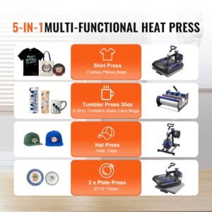 heat press machine 15 x 15 inch 5 in 1 heat transfer machine with 30 oz tumbler press 360 swing away digital t shirt pressing teflon coating for t shirtsmugshatsplates blackblue 1.jpg