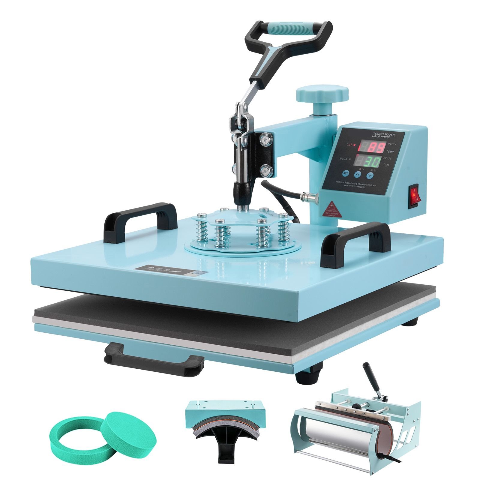 heat press machine 15 x 15 inch 5 in 1 heat transfer machine with 30 oz tumbler press 360 swing away t shirt pressing digital precise control for t shirtsmugshatsplates green.jpg