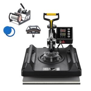 heat press machine 8 in 1 combo, heat press 15x15 in, swing away t shirt printing machine digital control, multifunction transfer machine sublimation, for t shirt hat cap mug plate, black