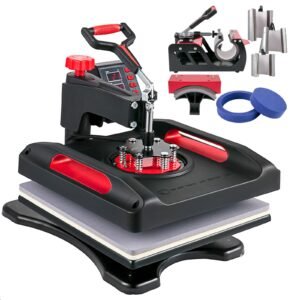 Heat Press Machine 8 in 1 Combo, Heat Press 15x15, Swing Away T Shirt Printing Machine Digital Control, Multifunction Heat Transfer Machine Sublimation Heat Press for T-Shirt Hat Cap Mug Plate