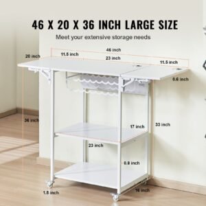 heat press table 3 tier movable heat press stand foldable heat transfer machine stand with wheels and vinyl roll holder rolling metal workbench for sublimation transfer machine white 4.jpg
