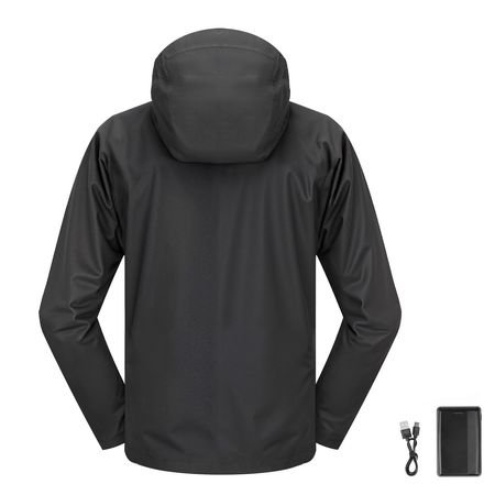 heated jacket for men with 7.4v battery, soft shell electric heating coat, windproof waterproof lightweight outerwear with 5 heating zones & 3 heat settings, machine washable, m size