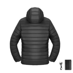 Heated Jacket for Women with 7.4V Battery, Soft Shell Electric Heating Coat, Windproof Lightweight Outerwear with 4 Heating Zones & 3 Heat Settings, for Hiking, Outdoor Work, Black, M Size