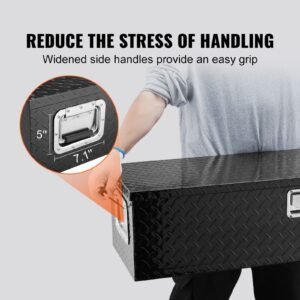 heavy duty aluminum truck bed tool box diamond plate tool box with side handle and lock keys storage tool box chest box organizer for pickup truck bed rv trailer 48x15x15 black 1.jpg