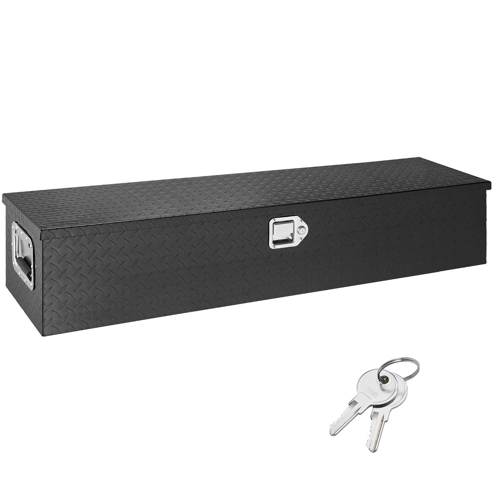 heavy duty aluminum truck bed tool box diamond plate tool box with side handle and lock keys storage tool box chest box organizer for pickup truck bed rv trailer 48x15x15 black.jpg