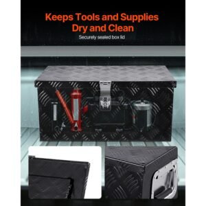 heavy duty aluminum truck bed tool box stripes plated tool box with side handle and lock keys storage toolbox chest organizer for trailer pickup truck bed rv 20x12x95 black 1.jpg