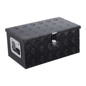 heavy duty aluminum truck bed tool box stripes plated tool box with side handle and lock keys storage toolbox chest organizer for trailer pickup truck bed rv 20x12x95 black 4.jpg