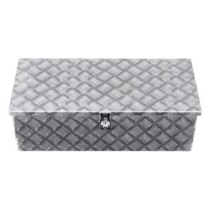 Heavy Duty Aluminum Truck Bed Tool Box, Stripes Plated Tool Box with Side Handle and Lock Keys, Storage Toolbox Chest Organizer for Trailer, Pickup, Truck Bed, RV, 30"x13"x9.6", Silver