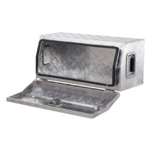 Heavy Duty Aluminum Truck Bed Tool Box, Stripes Plated Tool Box with Side Handle and T-Lock Keys, Storage Toolbox Chest Organizer for Trailer, Pickup, Truck Bed, RV, 30"x13"x13", Silver