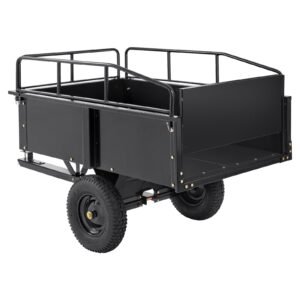 heavy duty atv trailer steel dump cart 750 pound 15 cubic feet garden utility trailer with removable sides for riding lawn mower tractor.jpg