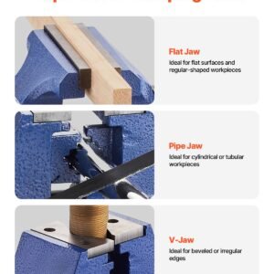 heavy duty bench vise 6 12 jaw width 5 max jaw opening multi purpose ductile iron bench vise with anvil 360 swivel base head 3 throat 5620 lbs clamp force 2.jpg