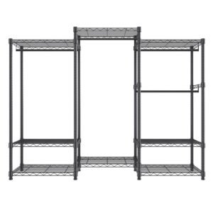 Heavy Duty Clothes Rack, Rolling Clothing Garment Rack with 4 Hang Rods & 8 Storage Tiers, Adjustable Custom Closet Rack, Freestanding Wardrobe for Hanging Clothes, 800 lbs Load Capacity