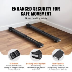 heavy duty furniture appliances rollers 660 lbs total load extendable appliance rollers mobile washing machine base fridge stand dolly movers for refrigerators dryers dishwashers black 5.jpg