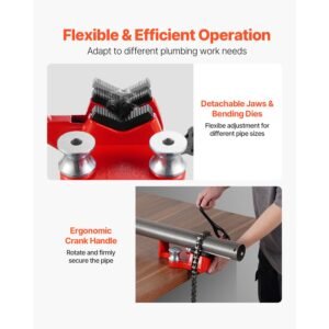 heavy duty pipe chain vise, 1/8" 5" pipe capacity, 26" rugged chain & cast iron base, hitch mount vise plate holder with adjustable height fits 2 inch x 2 inch receiver