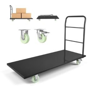 heavy duty platform truck 2000 lbs capacity industrial steel flatbed cart with swivel wheels and handle platform hand push truck dolly easy storage for luggage moving 60 x 276 x 429 in.jpg