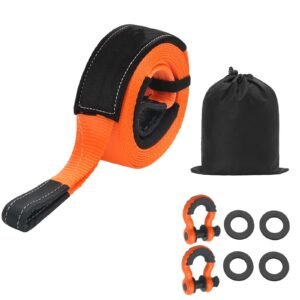 Heavy Duty Tow Strap Recovery Kit 3 in x 20 ft (MBS-36,000 lbs) Tree Saver Winch Strap, Triple Reinforced Loop & Protective Sleeves & Storage Bag, 3/4" D-Ring Shackles, for Truck Jeep SUV ATV