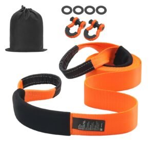 heavy duty tow strap recovery kit 3 x 20 ft mbs 36000 lbs tree saver winch strap triple reinforced loop protective sleeves storage bag 34 d ring shackles for truck jeep suv atv.jpg
