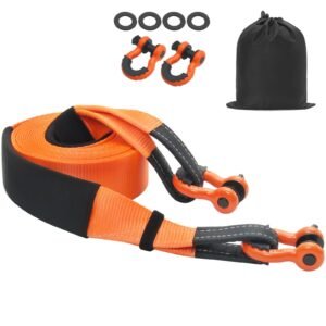 Heavy Duty Tow Strap Recovery Kit 3" x 30 ft (MBS-36,000 lbs) Tree Saver Winch Strap, Triple Reinforced Loop & Protective Sleeves & Storage Bag , 3/4" D-Ring Shackles, for Truck Jeep SUV ATV