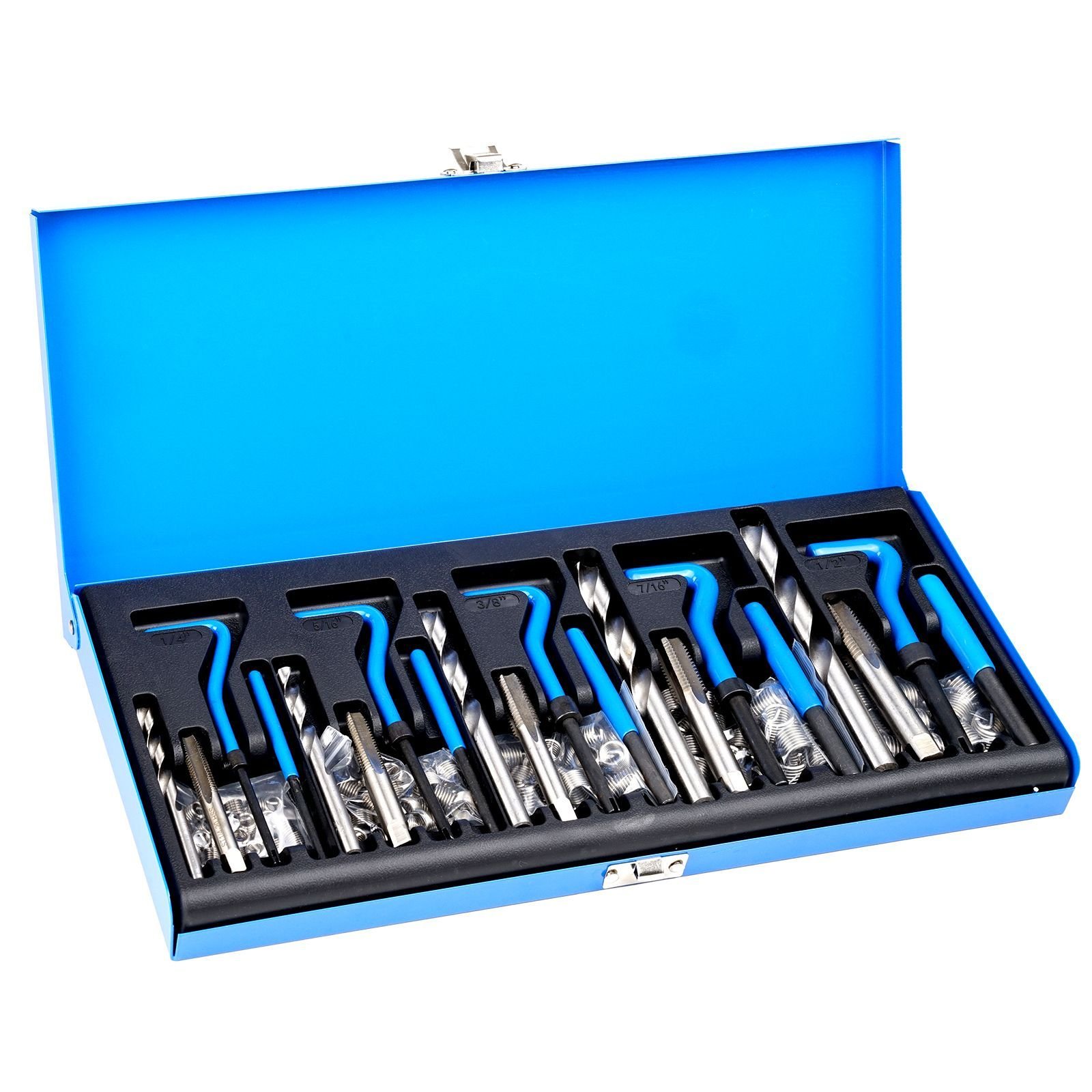 helicoil thread repair kit 131 piece sae hss drill helicoil repair kit 14 516 38 716 12unc rethreading tool kit with drill bits thread inserts taps breakoff installation tools.jpg