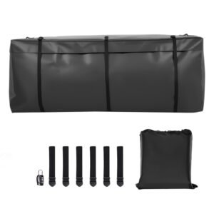 Hitch Cargo Carrier Bag, Waterproof 840D PVC, 57.48 x 19.49 x 23.82 in (16 Cubic Feet), Heavy Duty Cargo Bag for Truck Bed Storage with Reinforced Straps, Suitable for Car SUV Vans Hitch Basket