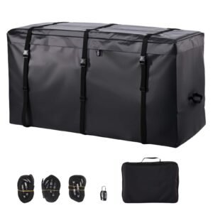 Hitch Cargo Carrier Bag, Waterproof 840D PVC, 59.84 x 24.02 x 30.63 in (25 Cubic Feet), Heavy Duty Cargo Bag for Truck Bed Storage with Reinforced Straps, Suitable for Car SUV Vans Hitch Basket