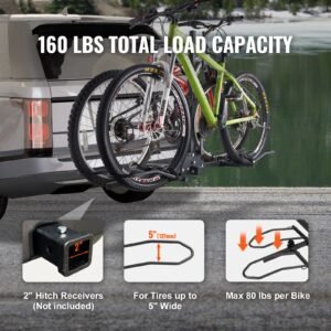 hitch mount bike rack 2 bike platform style 160 lbs max capacity bike rack hitch for 2 inch receiver titling and folding bike carrier with tires up to 5 wide for car suv truck rv 1.jpg