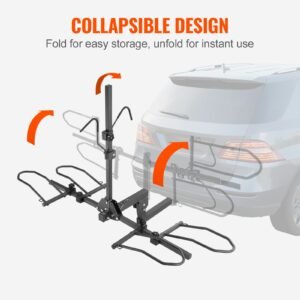 hitch mount bike rack 2 bike platform style 160 lbs max capacity bike rack hitch for 2 inch receiver titling and folding bike carrier with tires up to 5 wide for car suv truck rv 4.jpg
