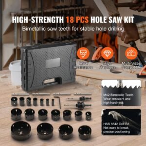 hole saw kit 18 pcs saw blades 6 drill bits 1 hex wrench general purpose size from 34 to 4 12 bi metal m42 hole saw set with carrying case ideal for wood board plastic and iron plate 1.jpg