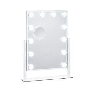 hollywood vanity mirror with lights 12 dimmable bulbs 3 color lighting modes makeup mirror with detachable 5x magnification smart touch control 360 degree rotation161x118 in white.jpg