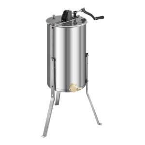 Honey Extractor, 2 Frame Manual Honey Spinner with Transparent Lid, Stainless Steel Honeycomb Drum Spinner with Height Adjustable Stand, Honeycomb Extraction Centrifuge Equipment for Beekeeping