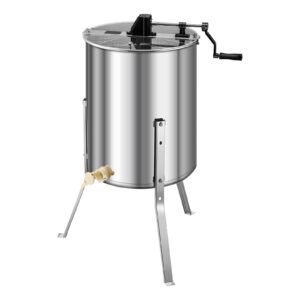 Honey Extractor, 4/8 Frame Manual Honey Spinner with Transparent Lid, Stainless Steel Honeycomb Drum Spinner with Height Adjustable Stand, Honeycomb Extraction Equipment for Beekeeping