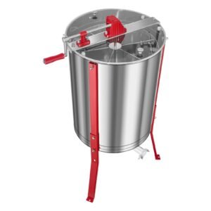 Honey Extractor, 6 Frame Manual Honey Spinner with Transparent Lid, Stainless Steel Honeycomb Drum Spinner with Height Adjustable Stand, Honeycomb Extraction Centrifuge Equipment for Beekeeping