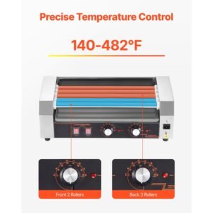 hot dog roller 12 hot dog 5 rollers stainless steel sausage grill cooker 750w hot dog machine with dual temp control removable oil drip tray for party home commercial 2.jpg
