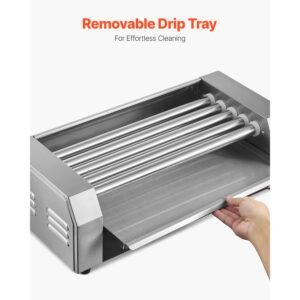 hot dog roller 12 hot dog 5 rollers stainless steel sausage grill cooker 750w hot dog machine with dual temp control removable oil drip tray for party home commercial 4.jpg