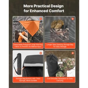 hunting blind 2 3 person see through ground blinds with carrying bag 360 degree portable camouflage tent durable concealed shelter with silent side door and window for turkey and deer 4.jpg